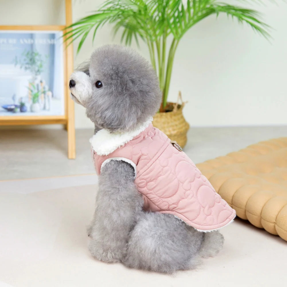 Winter Dog Coat with DRing Fleece Warm Puppy Vest Jacket Cold Weather Dog Clothes for Small Dogs Boy Girl Indoor Outdoor Wearing