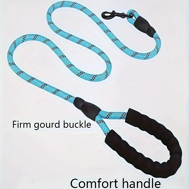 Reflective Dog Leash With Comfortable Padded Handle - Double Heavy Duty Traction Rope For Strong Dogs - Enhance Safety And Contr