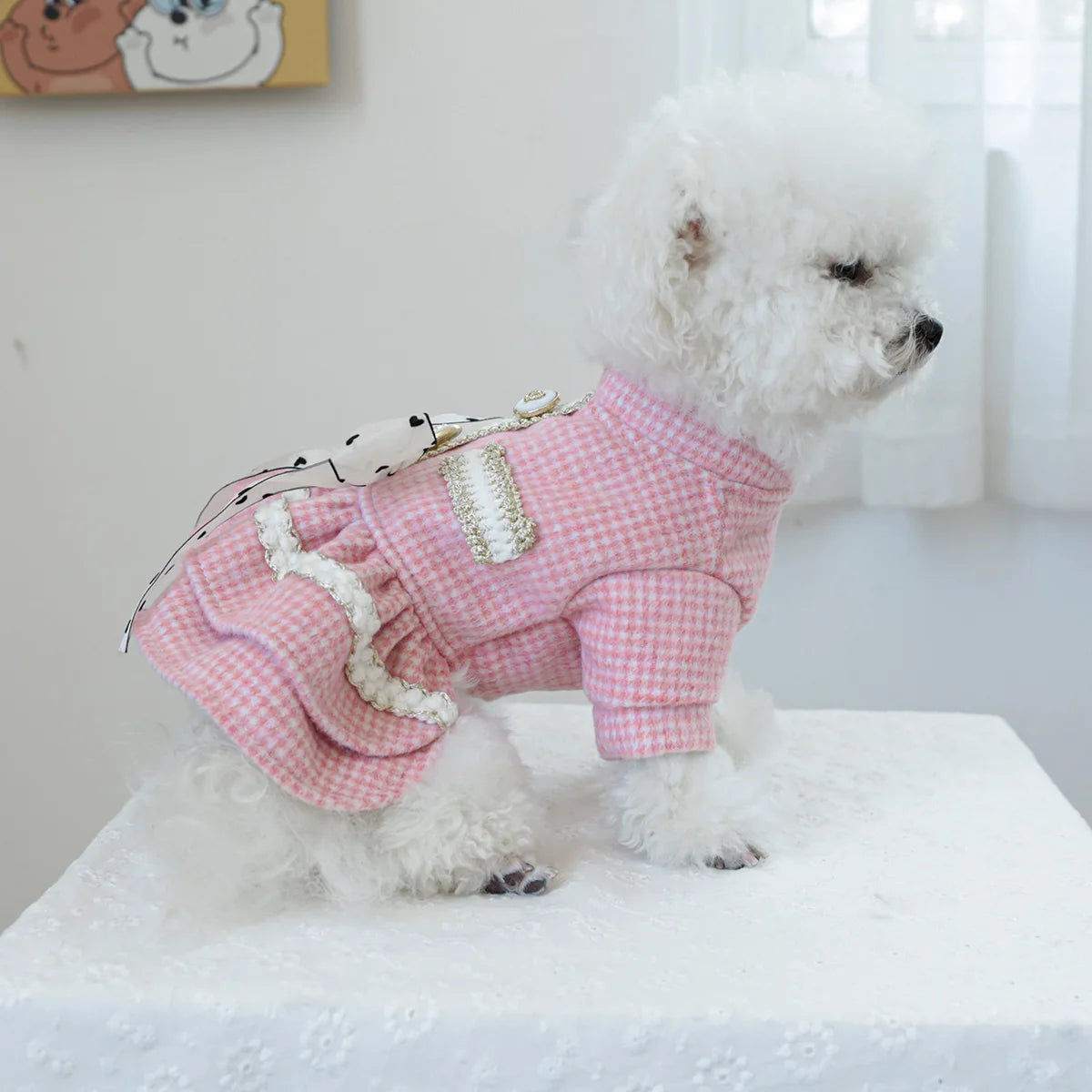 1PC Pet Clothing Dog Cat Autumn/Winter Thick Pink Sweetheart Princess Dress Suitable for Small and Medium sized Dogs