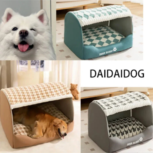 New Autumn and Winter Dog Thousand Birds Check Large Dog Golden Retriever Big Deep Sleep Cat Kennel Pet Kennel Gifs Bed