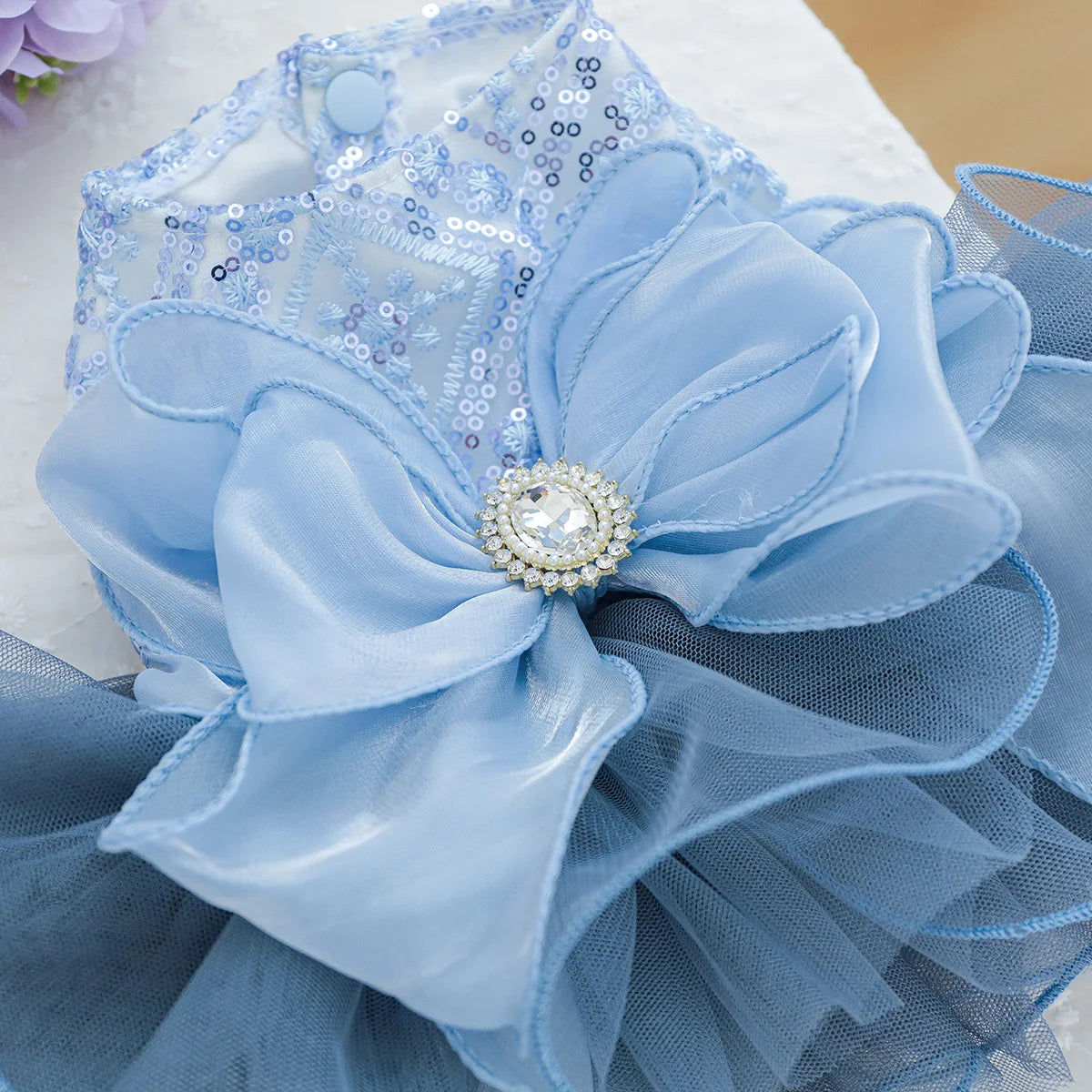 1PC Pet Clothing Spring and Autumn Blue Star River Dress Wedding Princess Dress Suitable for Small and Medium sized Dogs