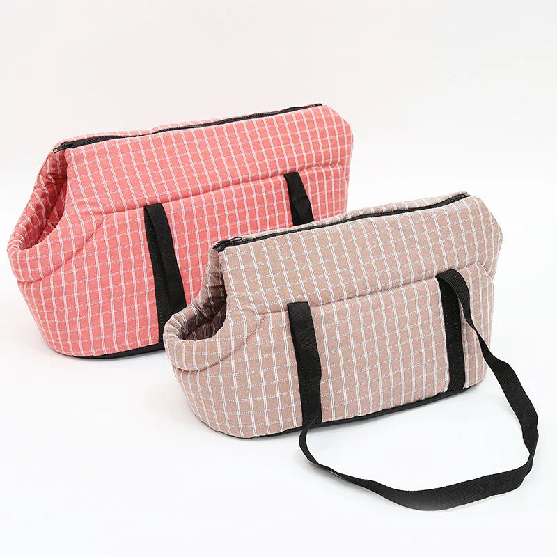 Plaid Pet Carrier for Cats or Dogs