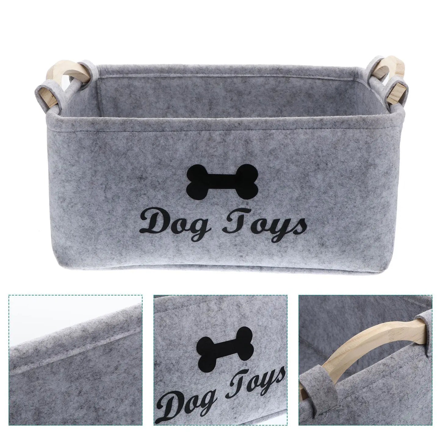 Dog Toy Basket Pet Toy Storage Felt Bin Rectangular Small Dog Toys Organizer multiuse Kids Car Toys Container Cat puppy supplies