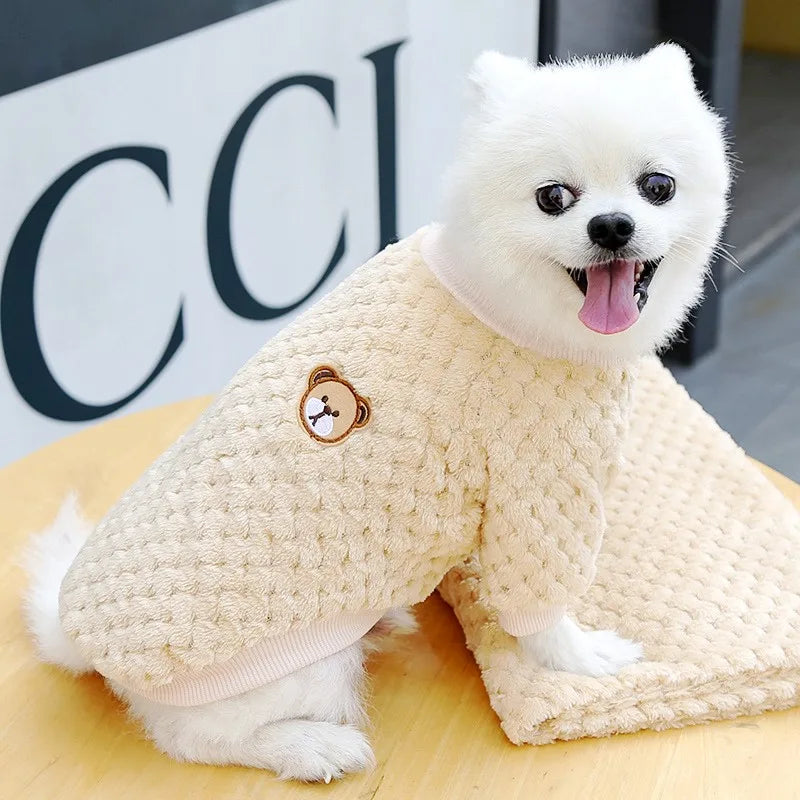 Winter Warm Dog Hoodies Pet Dog Clothes Soft Puppy Pullover Cute Bear Print Cat Sweatshirt Fashion Pet Hoodies Chihuahua Clothes