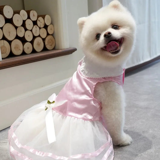 Princess Pet Clothes Spring Summer Dog Dress Clothes For Small Dogs Wedding Skirt Butterfly Puppy Cat Dresses