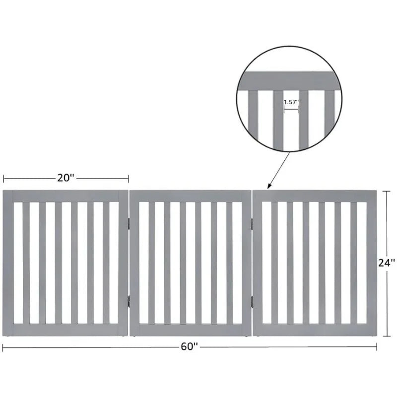 36”H Free Standing Pet Gate for Dog Cat Baby, Tall Wooden Dog Gates for Doorway, Stairs, Foldable Pet Fence for The House