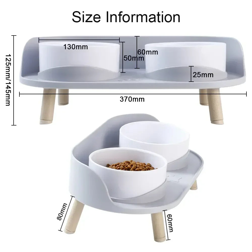 Cat Double Bowls Feeder Adjustable Height Pet Cats Drinker Water Bowl Elevated Feeding Kitten Supplies Pet Food Bowl Feeders