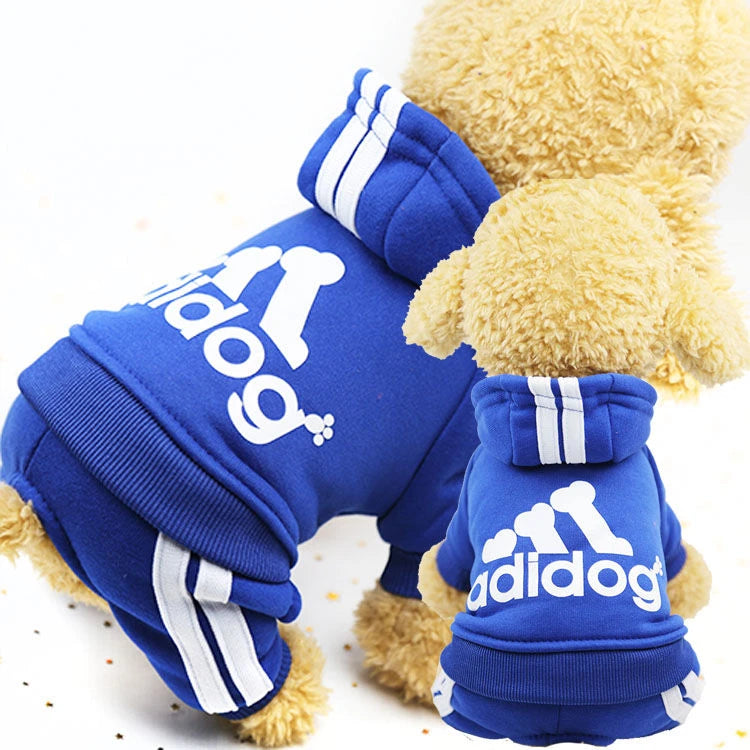 Four Legged Adidog Pet Dog Hoodie   Puppy Jumpsuit Letters Overalls for Small Medium Dogs Pomeranian Pajamas Winter Dog Jumpsuit