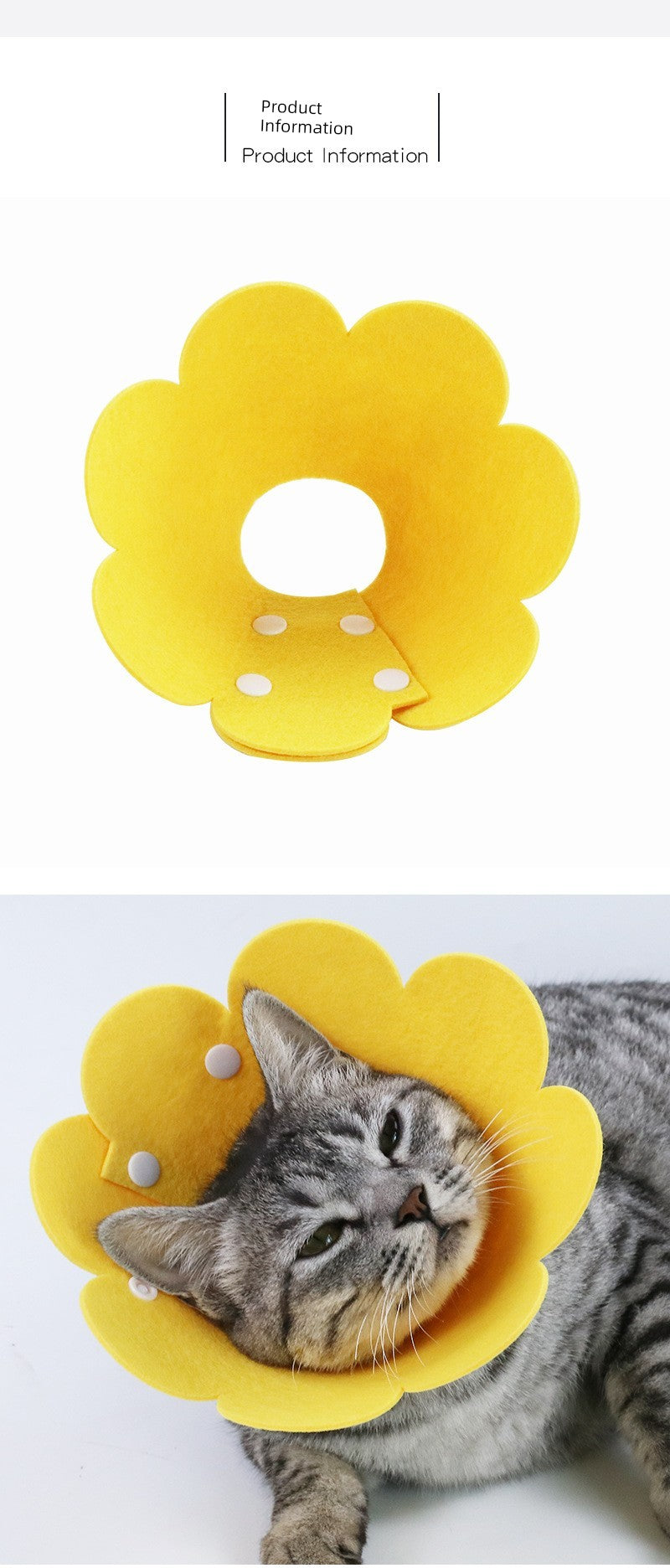 Elizabeth Ring Pet Dog Cat Felt SUNFLOWER Snap Collar Anti-Licking Wound Neck Sterilization Shame Ring