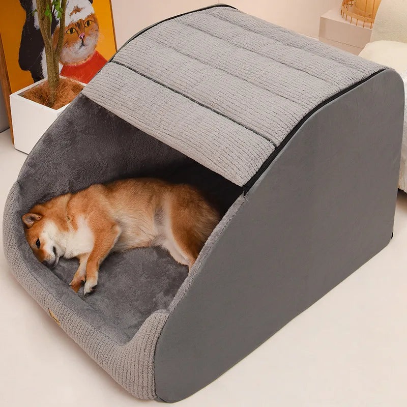 Winter Warm Kennel Large Dog Golden Retriever Nest Fully Removable and Washable Semi-Enclosed Kennel Pet Supplies Accessories