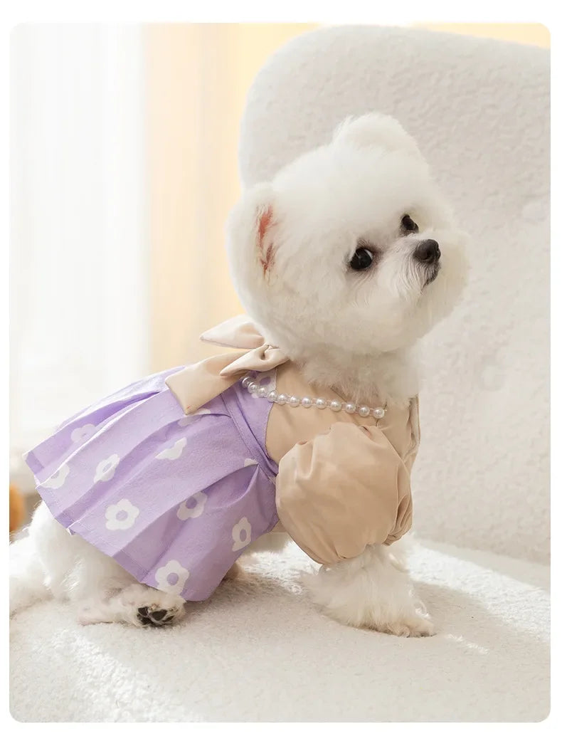 Puppy Princess Dress Autumn Winter Fashion Skirt Pet Harness Small Dog Chihuahua Yorkshire Pomeranian Warm Sweater Cat Shirt