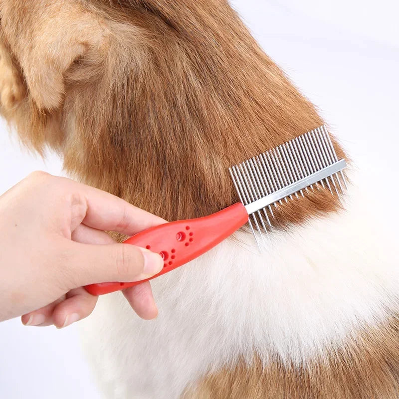 Two-sided Dog Comb Hair Removal Brush Flea Comb Cats Pet Supplies Grooming Fine-toothed Pet Comb Cleaning Tool Dogs Lice Brush