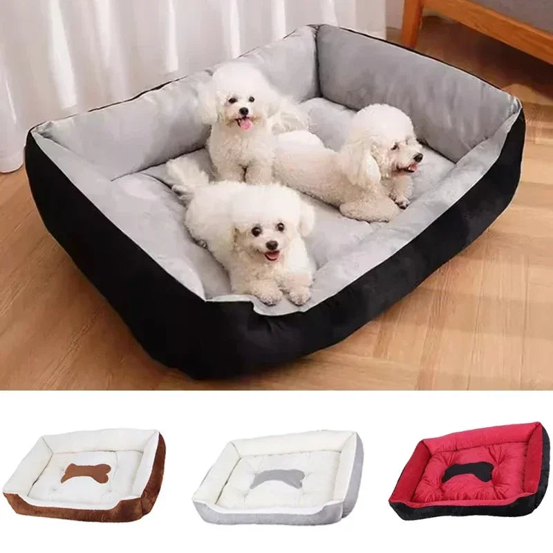 1PC Cat Bed for Dog/Cat Pet Soft Square Dog Bed Plush Puppy Sofa Mat Pet Nest Kennel for Small Medium Dogs Sofa with Blanket