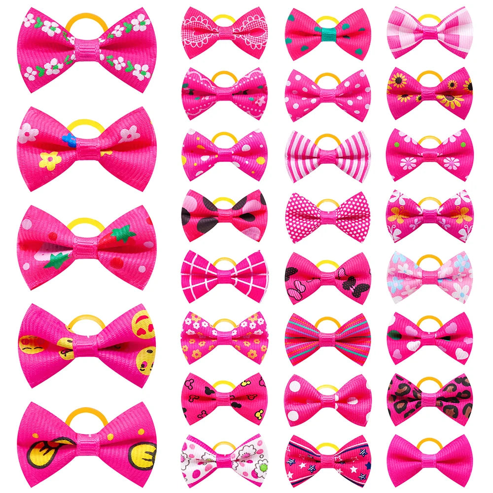 10/20/30PCS Pet Grooming Hair Bows Puppy Mix Colours Decorate Hair Accessories for Small Dog Hair Rubber Bands Dog Supplier