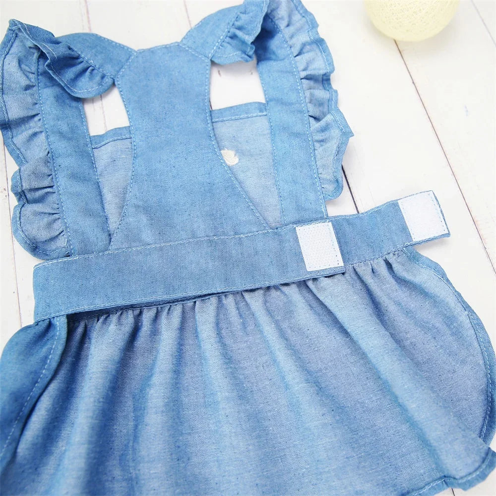 Cute Dog Denim Dress for Small Medium Dog Clothes Wedding Skrit Princess Dress Spring Summer Soft Sweet Skirt Pet Clothing