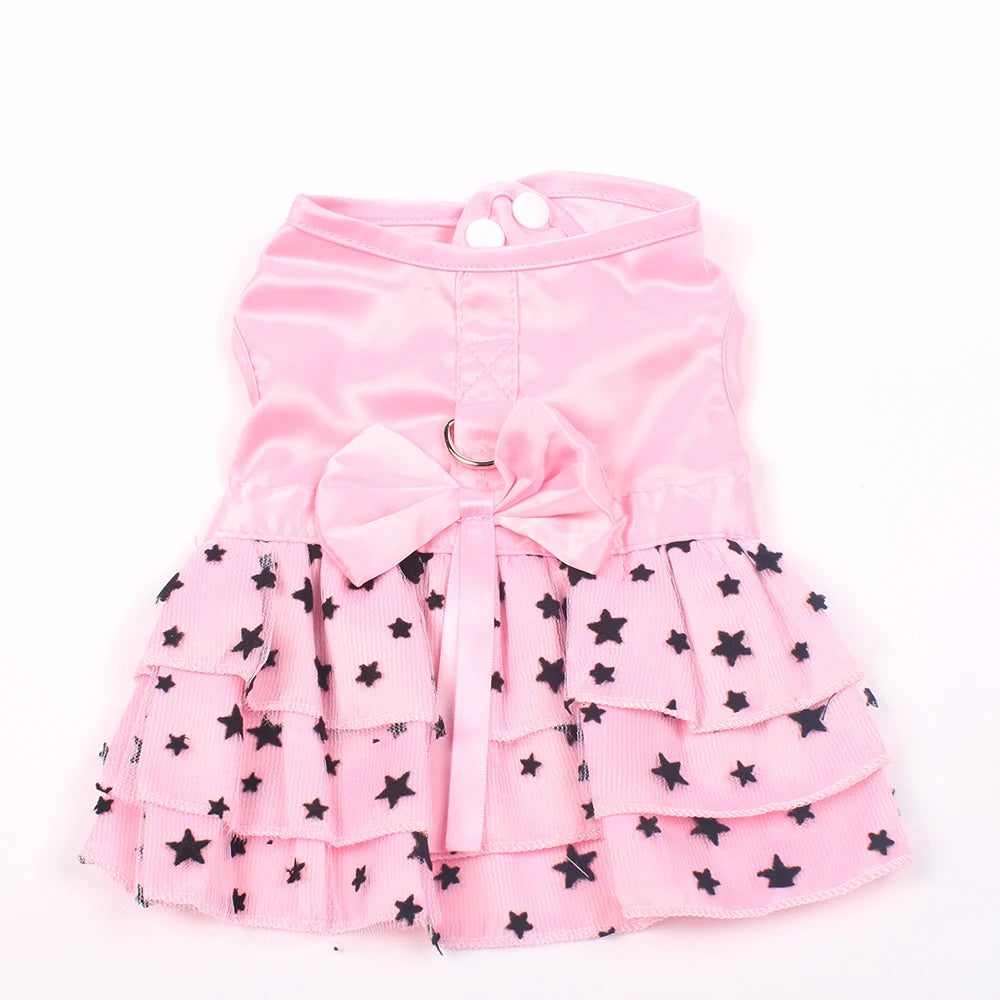 Dog Cat Dress Shirt Bow&Stars Design Pet Puppy Skirt Spring Summer Apparel 2 Colors