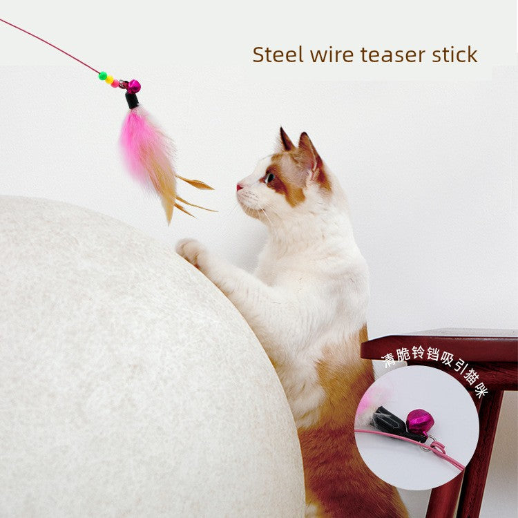 Bite-Resistant with Bell Relieving Stuffy Handy Gadget Steel Wire Cat Teaser