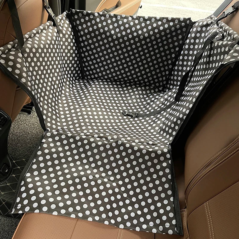 Foldable Dog Car Seat Cover Hanging Bag with Zipper Scratch & Hair Resistant Pet Back Seat Carriers Protector for Cars Truck SUV