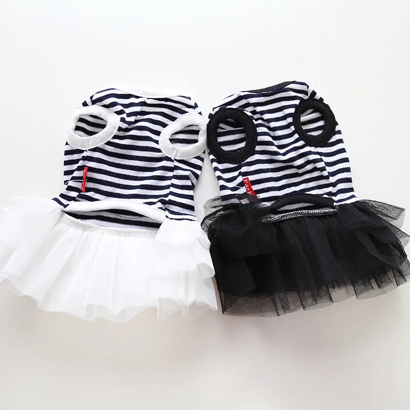 New Dog Cat Dress Striped&Flower Design Pet Puppy Spring/Summer Clothes Outfit 5 Sizes