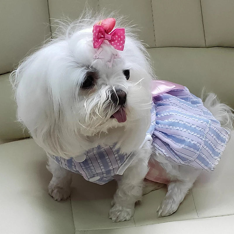 Cute Cheap Puppy Dog Bow Dress Skirt Summer Pet Dresses for Small Dogs Yorkshire Shih Tzu Cat Clothes mascotas Clothing sukienki