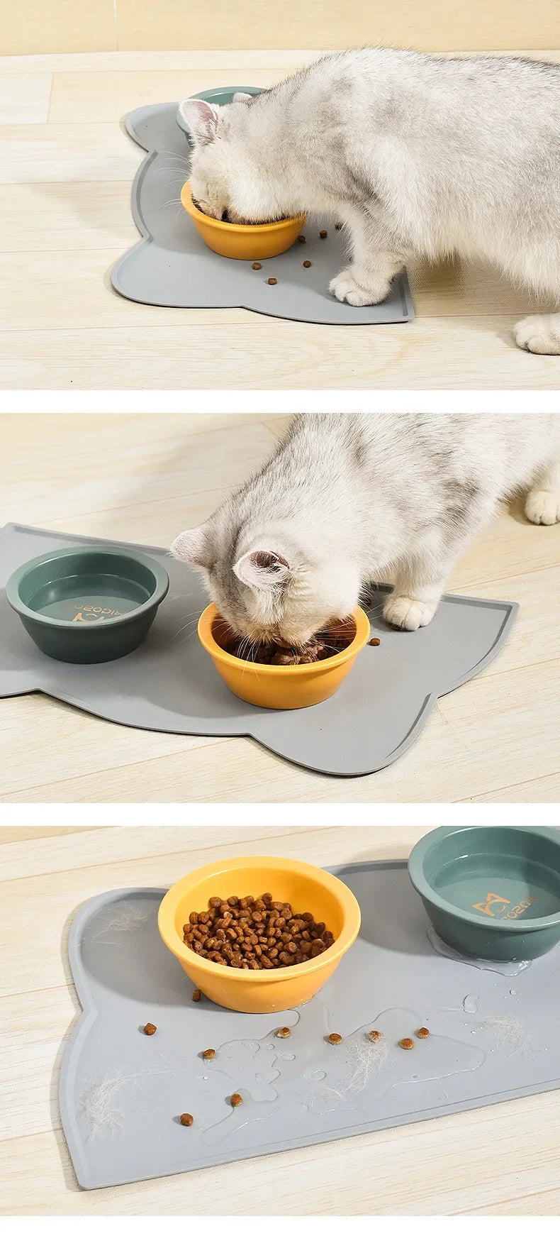 Cat Feeding Mat Waterproof  Solid Color Silicone Pet Food Pad Pet Bowl Drinking Mat  Placemat Easy Washing Dog accessories