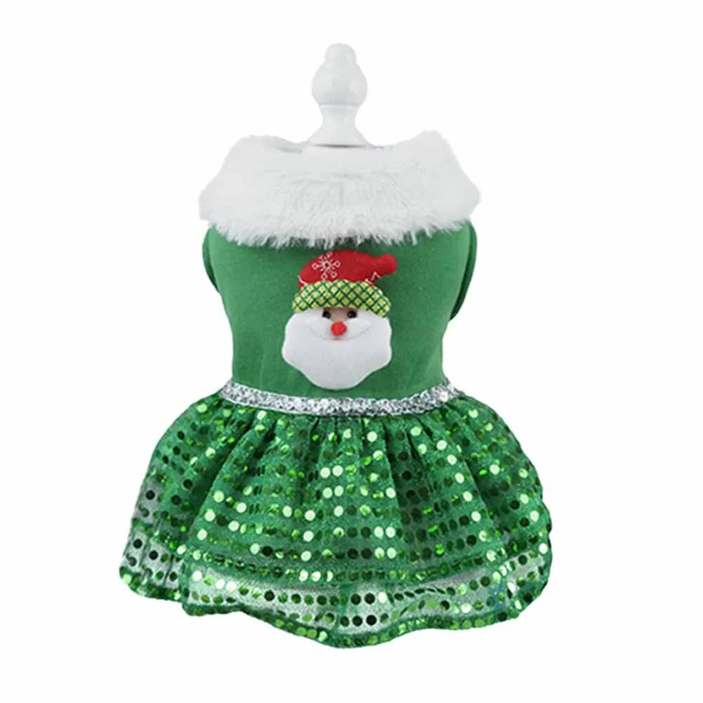 Pet Christmas Dress Costume Comfortable Santa Claus Pet Dress Easy To Clean Cat Dog Dresses Apparel Christmas Dress Up Supplies