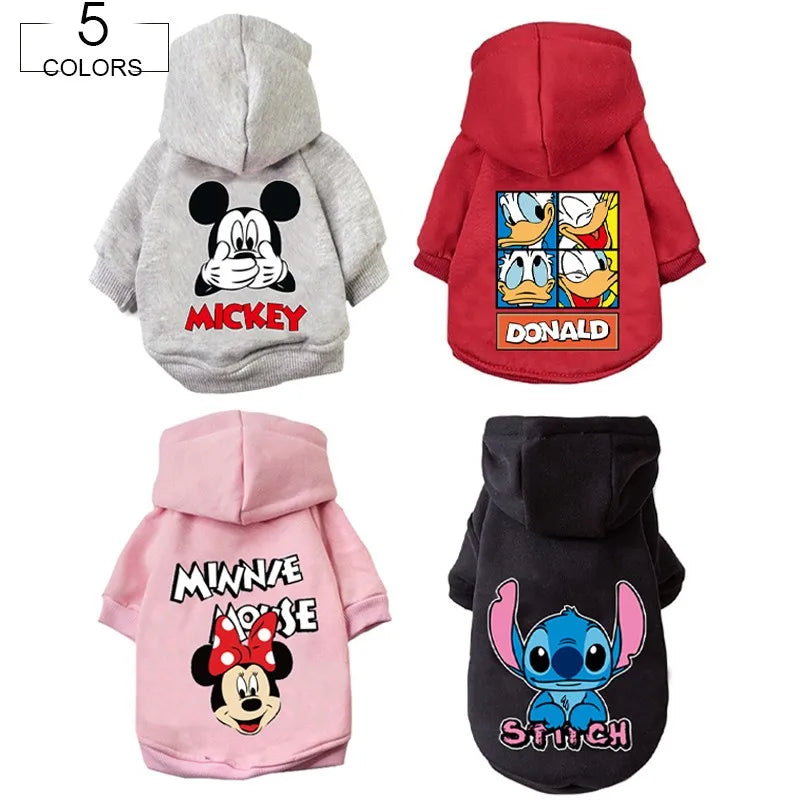 Disney Winter Pet Dog Clothes Cute Mickey Minnie dogs hoodies French Bulldog for Small Medium Dogs Sweatshirt Yorkshire perro