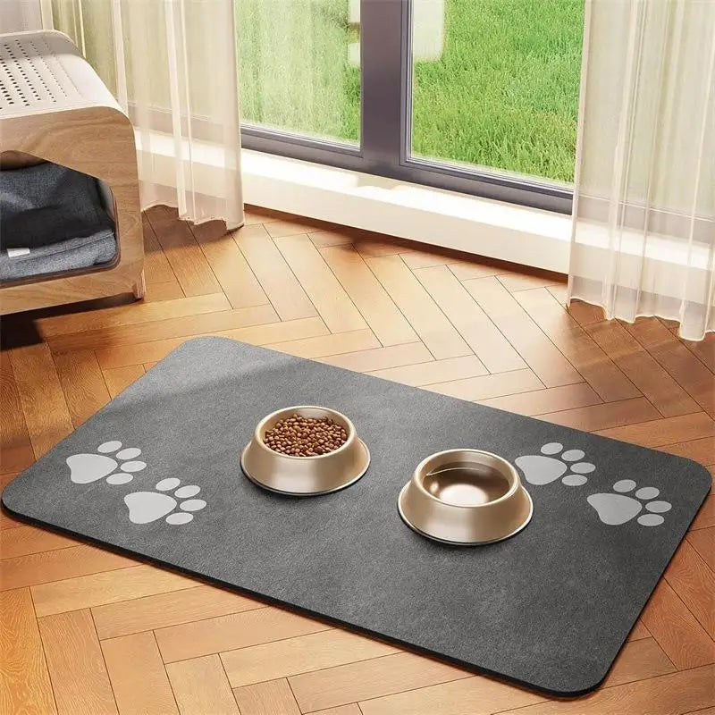 Pet Feeding Mat-Absorbent Pet Placemat for Food and Water Bowl, with Waterproof Rubber Backing, Quick Dry Water Mat for Dog Cat