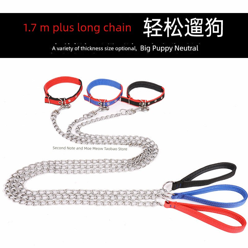 Anti-Bite Teddy Dog Leash Large Collar Iron Chain