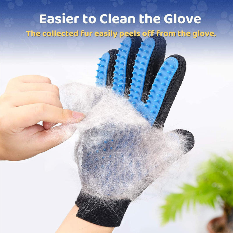 Pet Grooming Kit for Dog Cat Rabbit Fur 2 Sided Grooming Brush Bath Cleaning Glove De-Shedding De-Matting Pet Hair