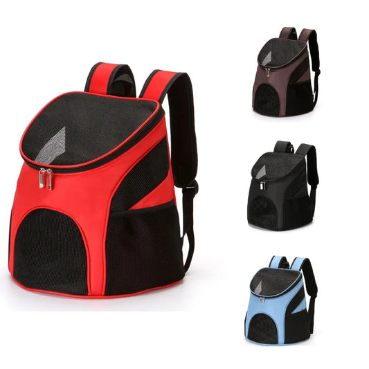 Pet Backpack Portable Foldable Dog and Cat Outdoor Travel Carrier Double Shoulder with Zipper Breathable Mesh Bag