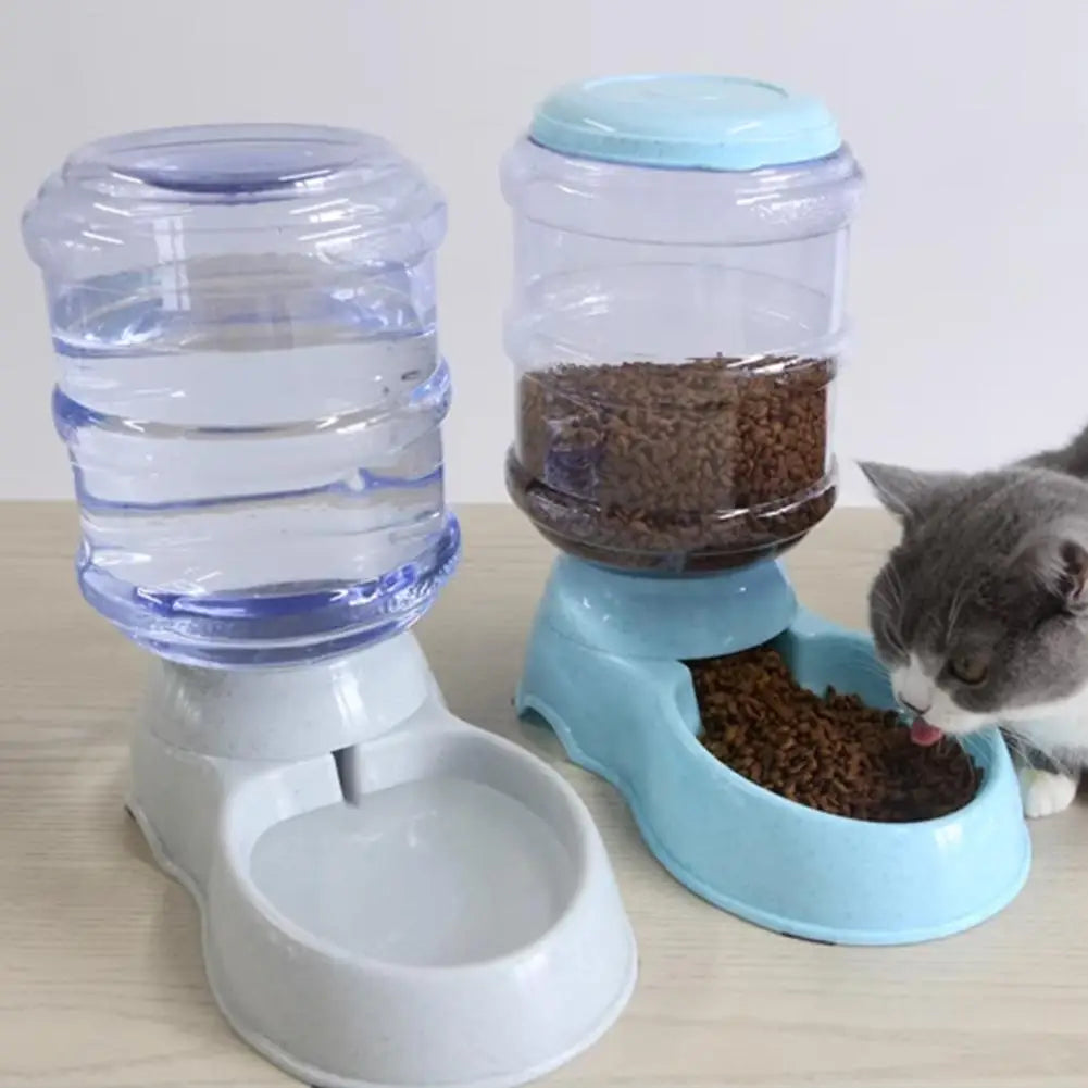 1pcs Pet Automatic Feeder Drinking Bowl Bowl Bowl 3.8l Dog Capacity Large Bucket Food Storage Pet Combination Suppl U2w3