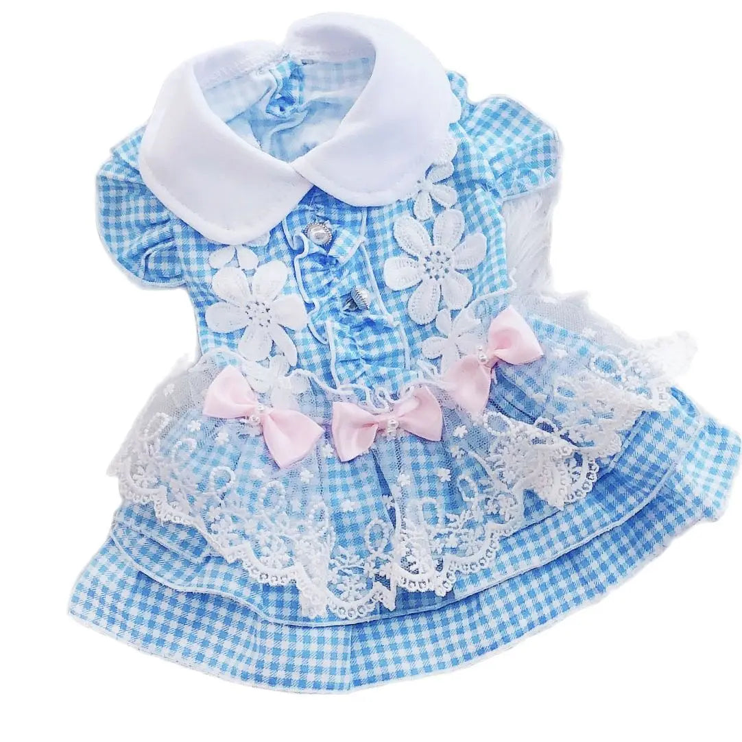 Princess Dog Cat Dress Plaid&Flowers Design Pet Puppy Skirt Spring/Summer Clothes Outfit