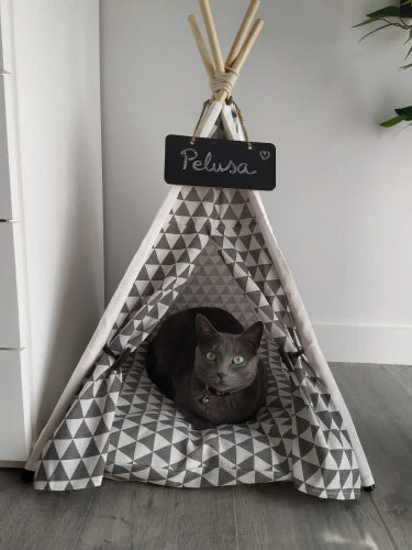 Tente pour animaux de compagnie, lit pour chien, portable, amovible, lavable, tipi, chiot, chat, intérieur et extérieur, niche avec coussin et tableau noir