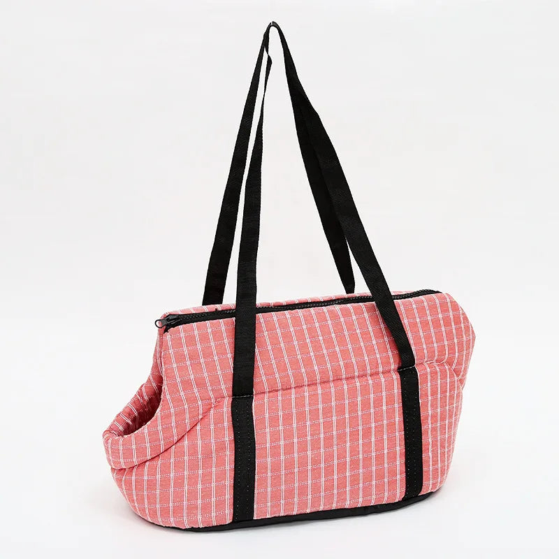 Plaid Pet Carrier for Cats or Dogs