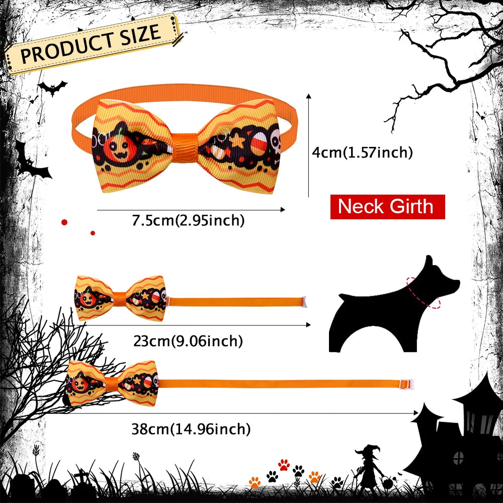 20pcs Halloween Dog Accessoires Small Dog Bow Tie Skull Pet Supplies Dog Bows Pet Dog Bowtie/ Neckties Small Dogs Headwear