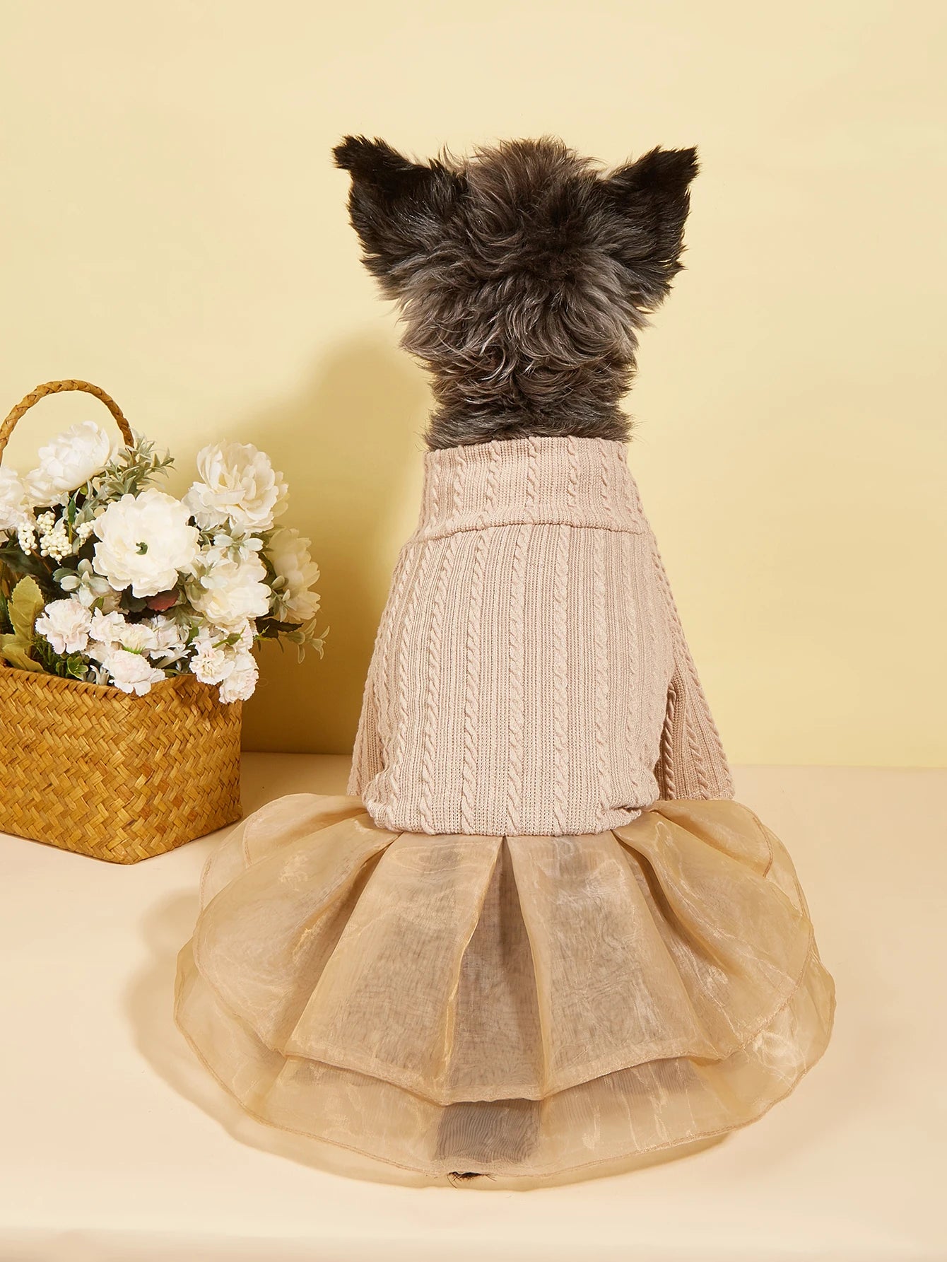 Dog TuTu Dress for Small Dogs Warm Costume Knitted Puppy with Tulle Doggie Pet Clothes Apparel for Dogs Cats Daily Wear