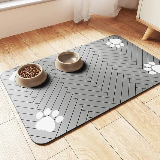 Pet Feeding Mat-Absorbent Pet Placemat for Food and Water Bowl, with Waterproof Rubber Backing, Quick Dry Water Mat for Dog Cat