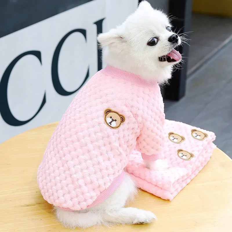 Winter Warm Dog Hoodies Pet Dog Clothes Soft Puppy Pullover Cute Bear Print Cat Sweatshirt Fashion Pet Hoodies Chihuahua Clothes