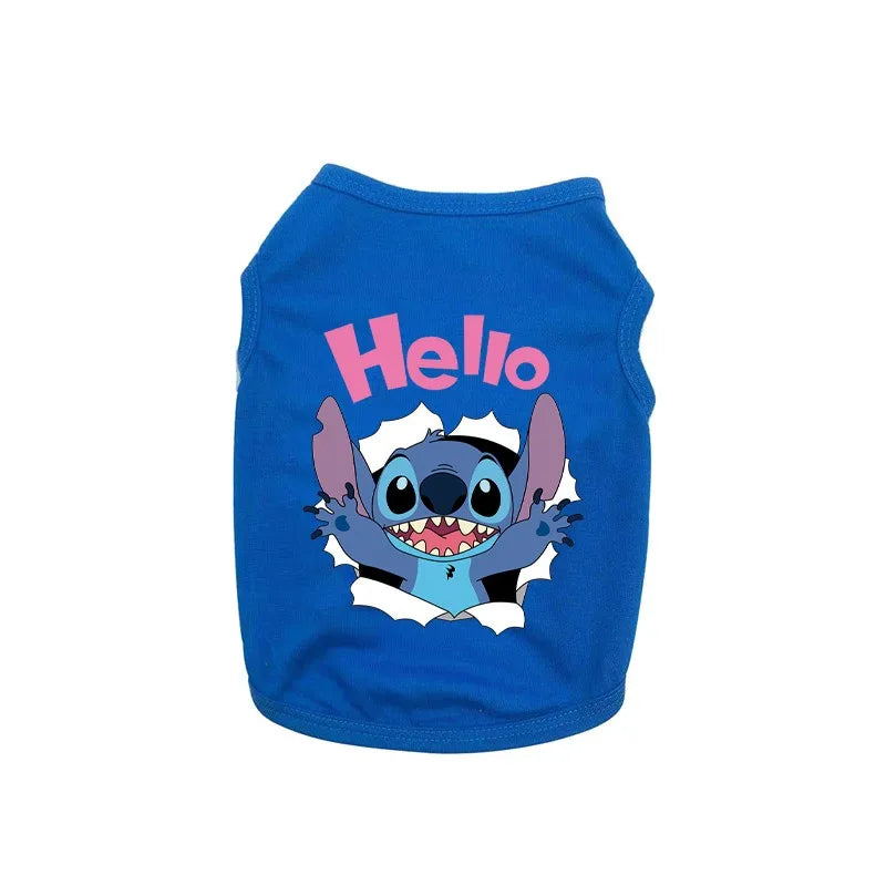 Disney Summer Pet Dog Vest Cute Stitch Cotton Dogs Clothes Breathable Puppy For Small Medium Dogs Clothing French Bulldog Perro