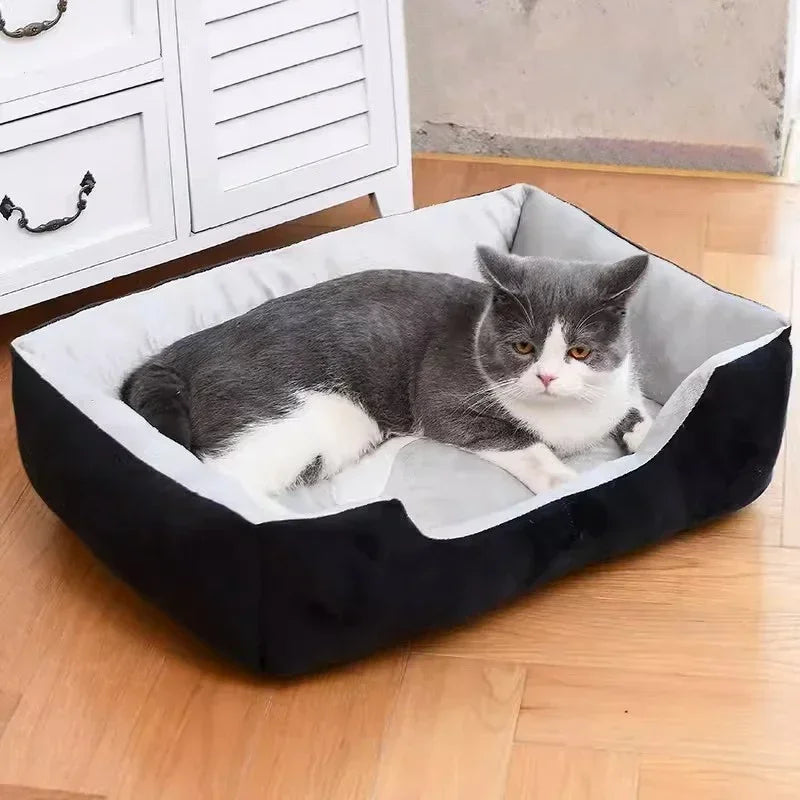 1PC Cat Bed for Dog/Cat Pet Soft Square Dog Bed Plush Puppy Sofa Mat Pet Nest Kennel for Small Medium Dogs Sofa with Blanket