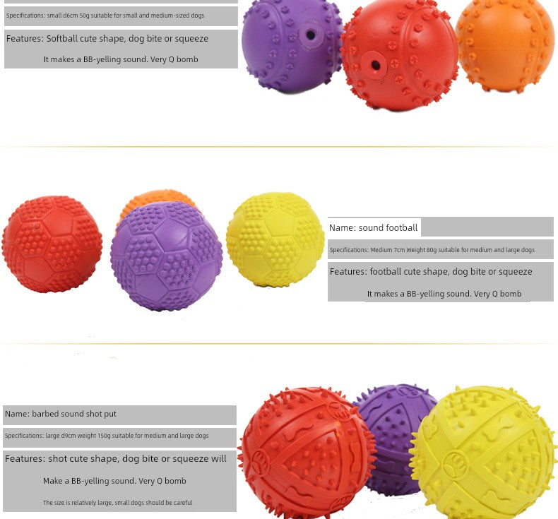 Dog Toy Ball Bite-Resistant Puppy Sound Large Dog Pet Puppy Tooth Cleaning Molar Teddy Elastic Self-Hi Relieving Stuffy