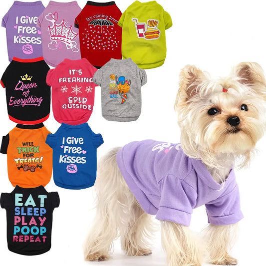 Fashion Print Puppy Dog T-shirt Vest Cozy Cotton Pet Summer Clothes for Small Dogs Cats Chihuahua Pullovers Pomeranian Clothing