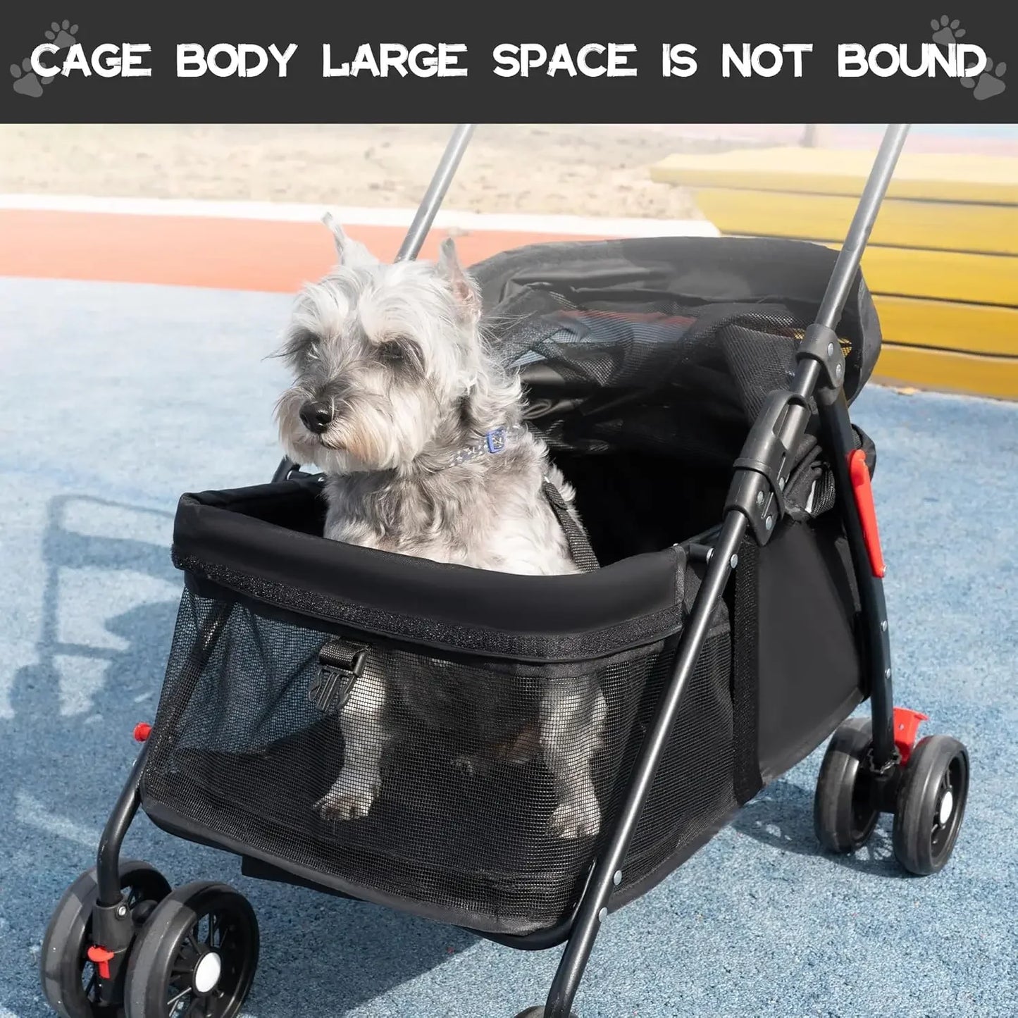 Wheels Dog Cat Stroller,Pet Folding Stroller,Foldable Dog Cat Cage Jogger Stroller with Storage Basket and Cup Ho