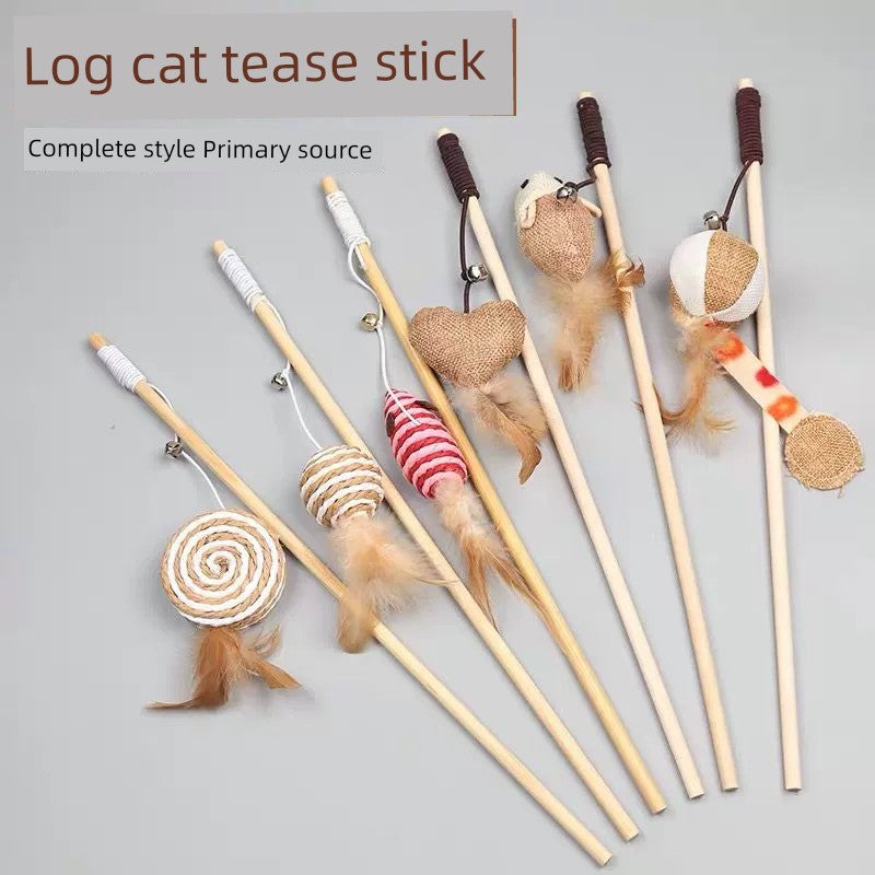 Relieving Stuffy Handy Gadget Long Brush Holder with Bell Mouse Cat Pole Toy