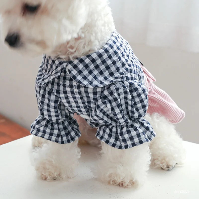 PETCIRCLE Dog Clothes Black Button Plaid Dress For Small Medium Dogs Cat Spring Summer Pet Clothing Dog Costume Supplies Skirt