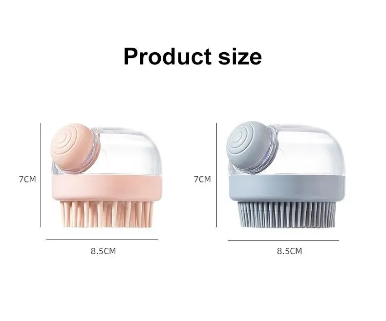 Pet Bath Brush Soft Silicone With Shampoo Dispenser Gentle Massage For Grooming And Cleaning Fur And Hair