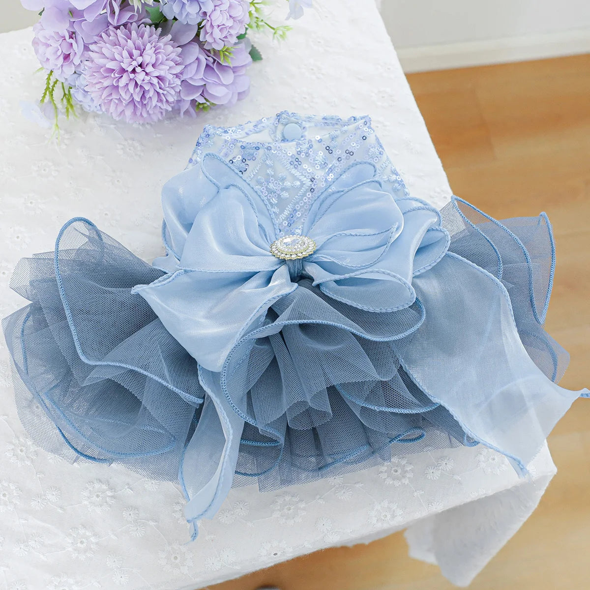 1PC Pet Clothing Spring and Autumn Blue Star River Dress Wedding Princess Dress Suitable for Small and Medium sized Dogs