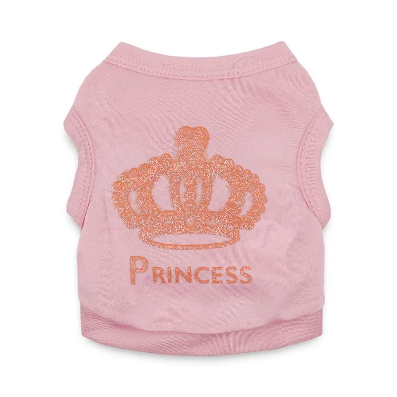 Cool Crown Pattern Princess Clothing for Small Dogs Dog Cat Shirt Puppy Vest Puppy Tee Shirt Summer Clothes Tank Top Pet Apparel