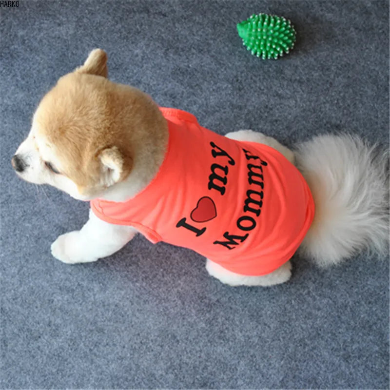 T-shirt d'été imprimé mignon pour animaux de compagnie, vêtements pour chiots, chiens, chats, gilet en coton, vêtements pour carlins, costumes pour chiens, vêtements pour petits chiens